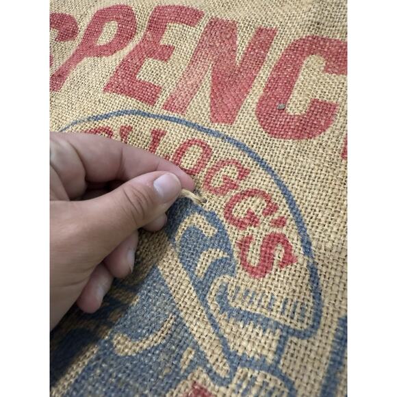 Antique Spencer Kellogg’s Soybean Oil Meal 100 LB Feed Sack Jute Burlap 21X38 - Picture 9 of 9